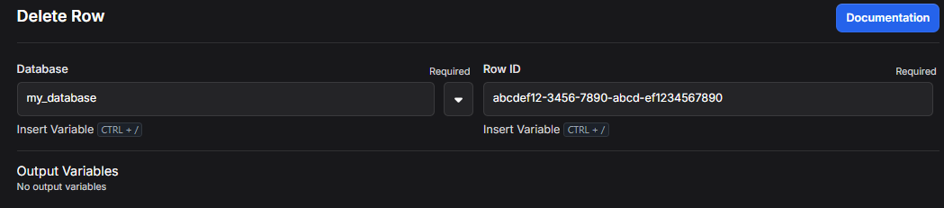 Example of Delete Row Block