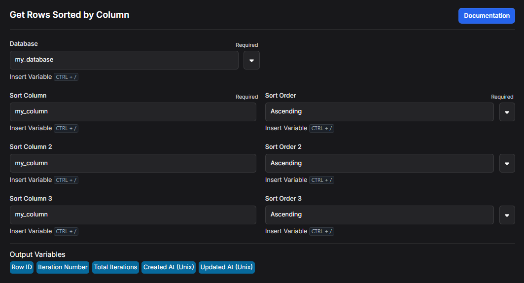 Example of Get Rows Sorted by Column Block