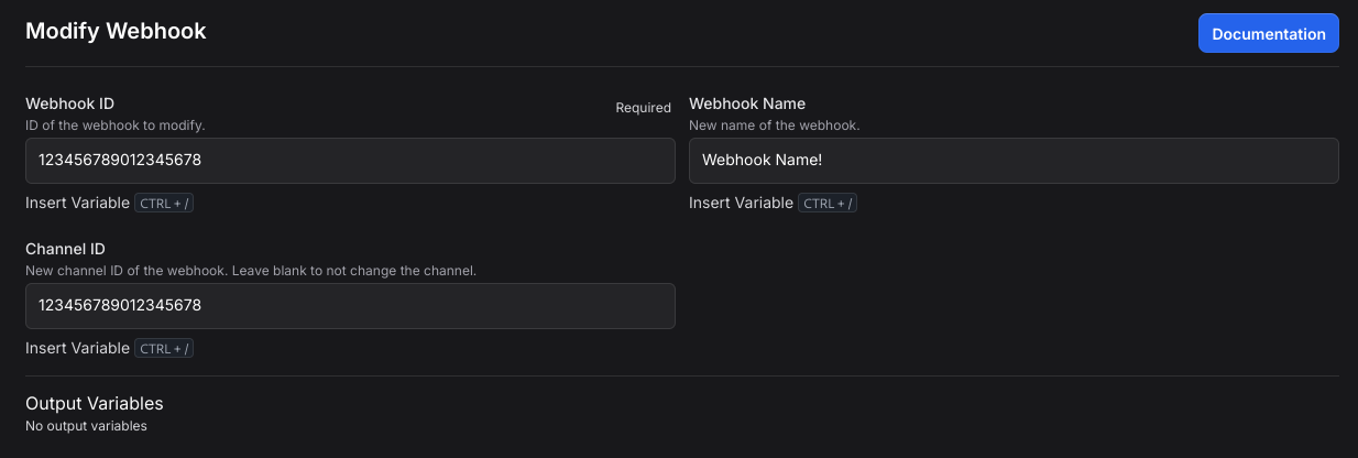 Example of Modify Webhook Block