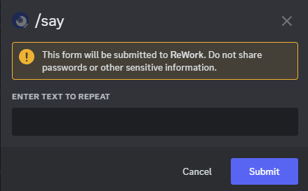 A modal on screen has the Field 1 set as Enter text to repeat prompting user to enter the text they want to bot to repeat